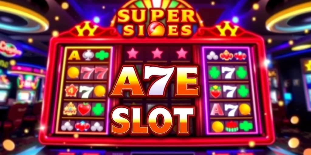 Colorful casino slot machine with bright lights and symbols.