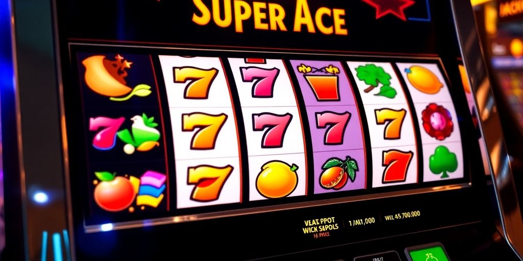 Colorful Slot Super Ace machine with spinning reels.