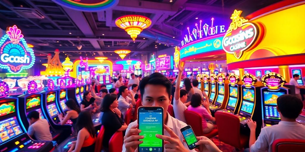 Casino players enjoying games with GCash transactions.