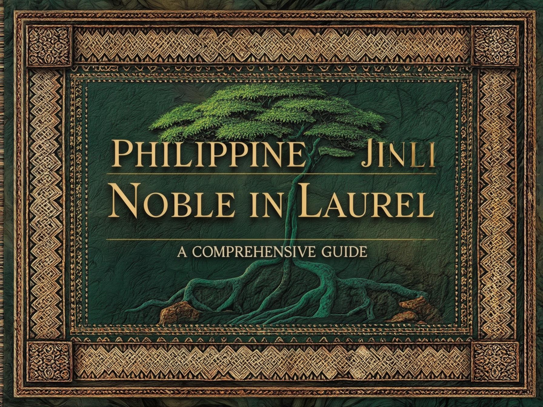 Philippine Jinli Noble in Laurel book cover with decorative border and a tree illustration.